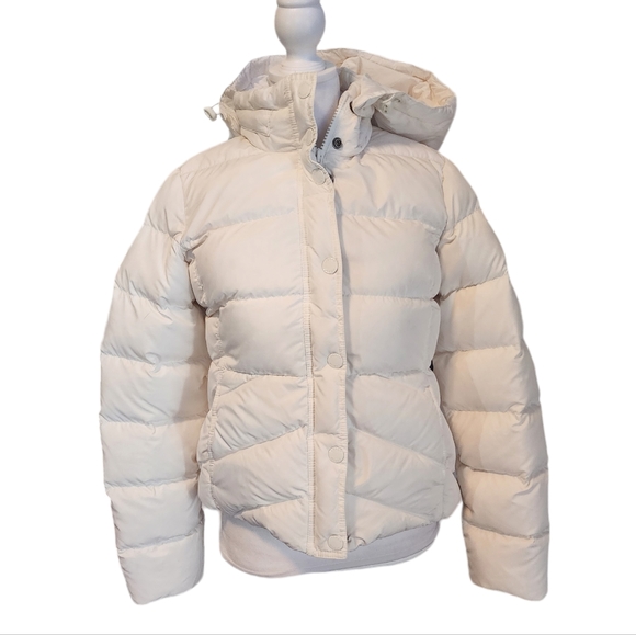 J. Crew Jackets & Blazers - J. Crew White Down Filled Hooded Puffer Jacket Coat